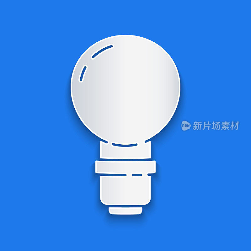 Paper cut Light bulb with concept of idea icon isolated on blue background. Energy and idea symbol. Inspiration concept. Paper art style. Vector Illustration
